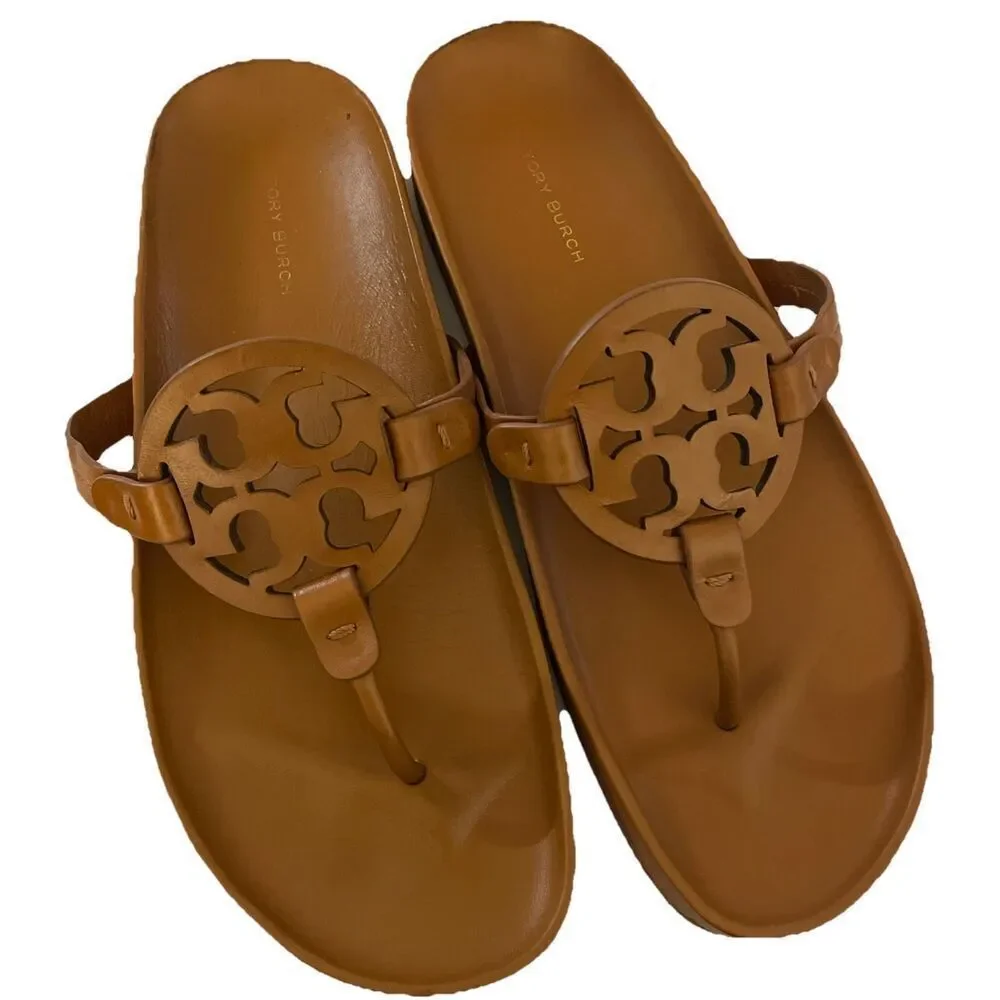Women'e Tory Burch Miller Cloud Thong Sandal Size 10.5 in Miele Brown Size 10.5